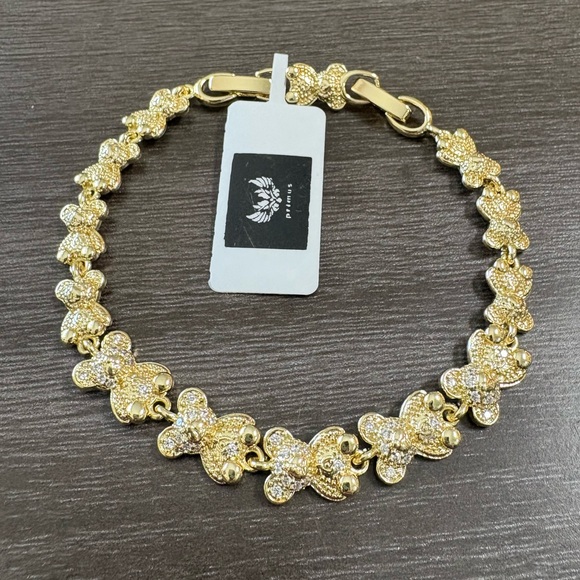 18k Gold Filled CZ Bear Charm Bracelet by Primus